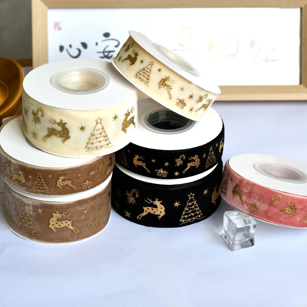 Velvet Ribbon Roll - 5 Yard/Roll 2.5cm Pita Beludru Bermotif