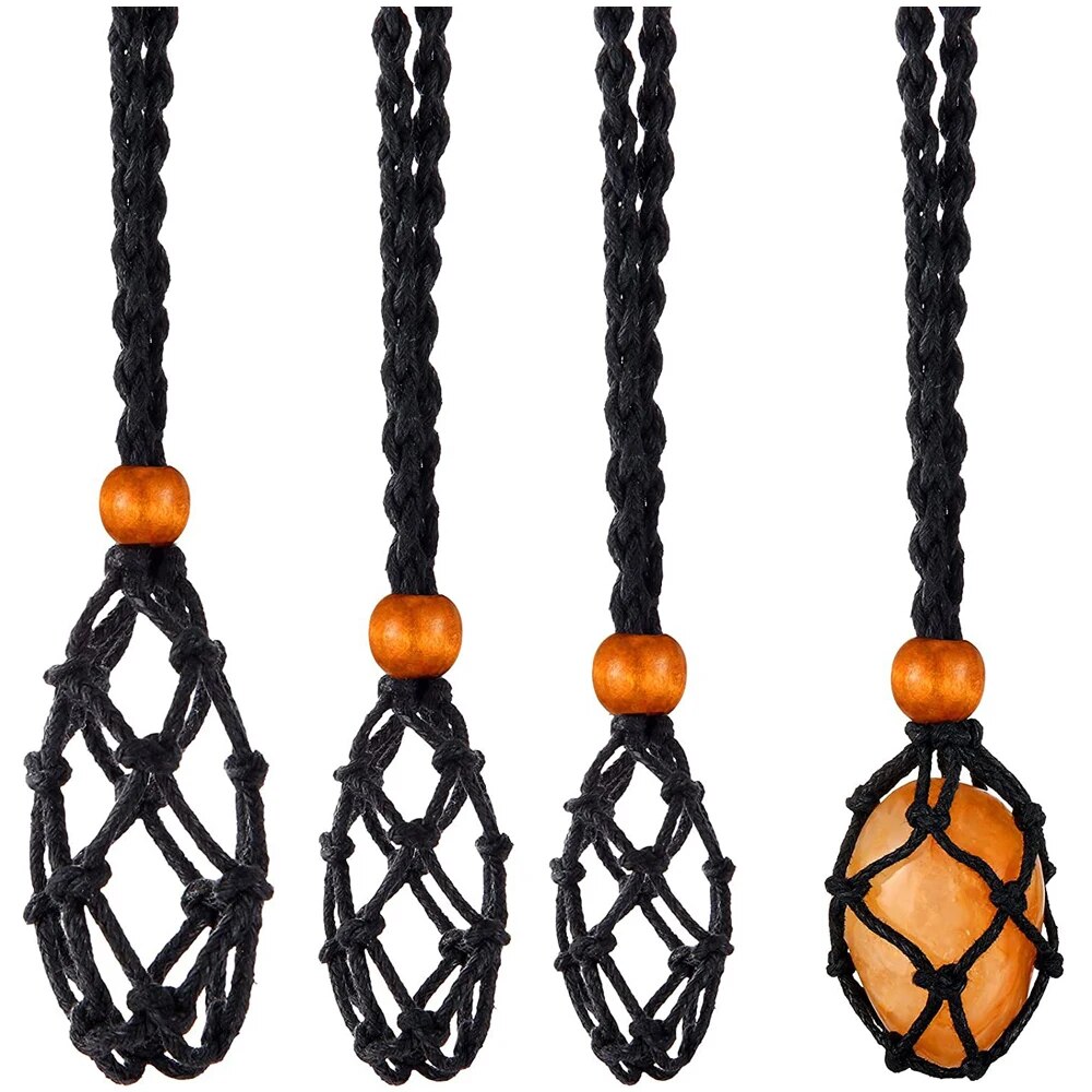 Crystal Mesh Fabric - Kalung liontin batu kristal alami, multiwarna,