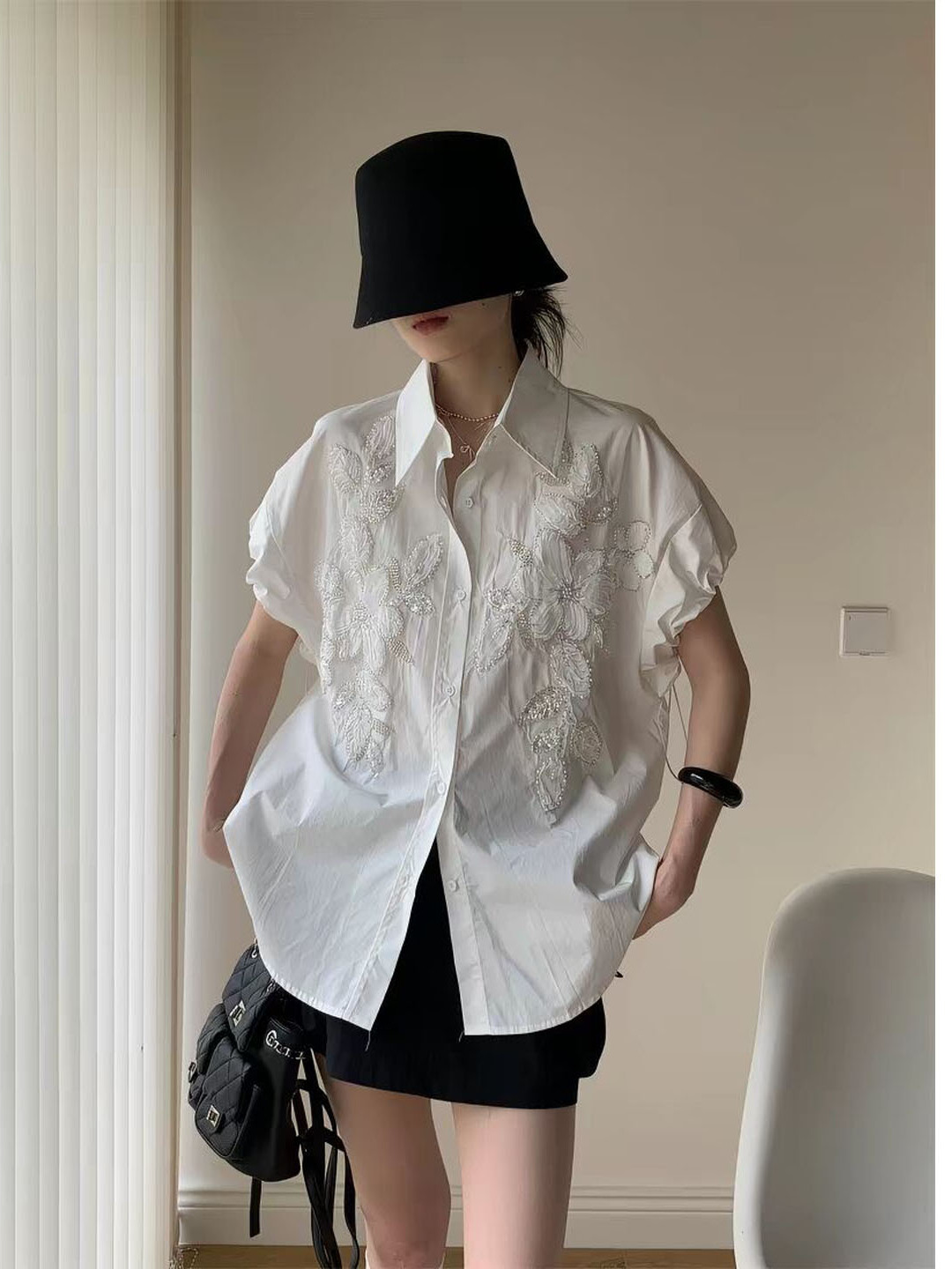 Blus Ukuran Besar Gaya Korea d - Embroidery Embellishments ulasan dan harga