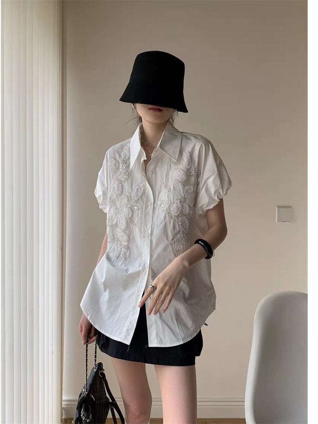 Blus Ukuran Besar Gaya Korea d - Embroidery Embellishments ulasan dan harga
