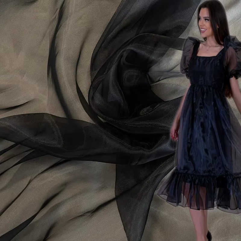 Kain Organza Kristal Hitam 5 Y - Crystal Mesh Fabric ulasan dan harga