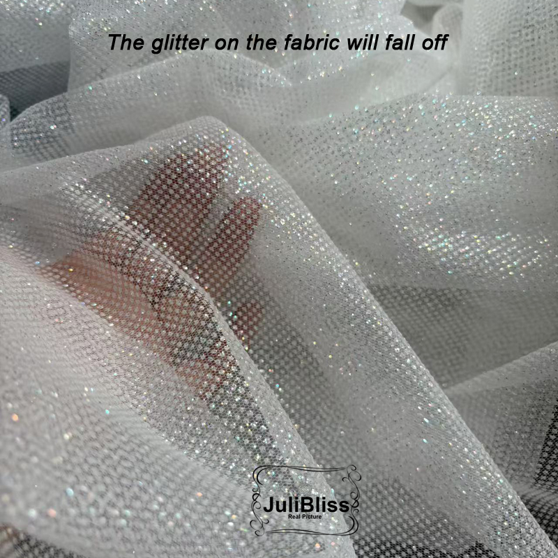 Kain Tulle Glitter Putih Berki - Sequin Fabric Panel ulasan dan harga