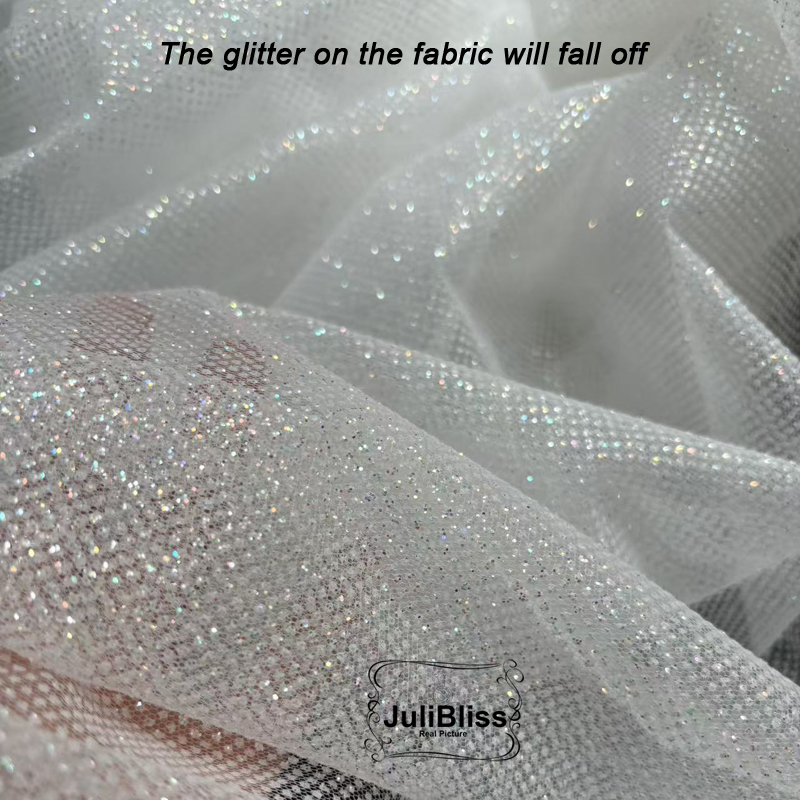 Kain Tulle Glitter Putih Berki - Sequin Fabric Panel ulasan dan harga