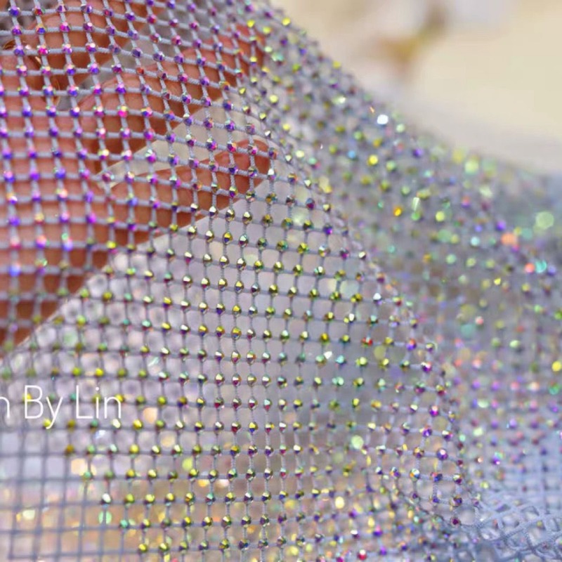Kain Jaring Imitasi Kristal AB - Crystal Mesh Fabric ulasan dan harga