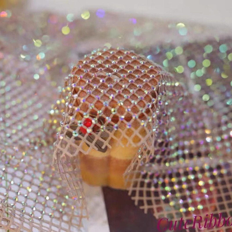 Kain Jaring Imitasi Kristal AB - Crystal Mesh Fabric ulasan dan harga
